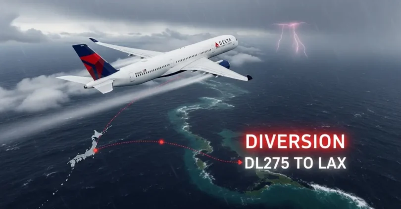delta flight dl275 japan diversion lax